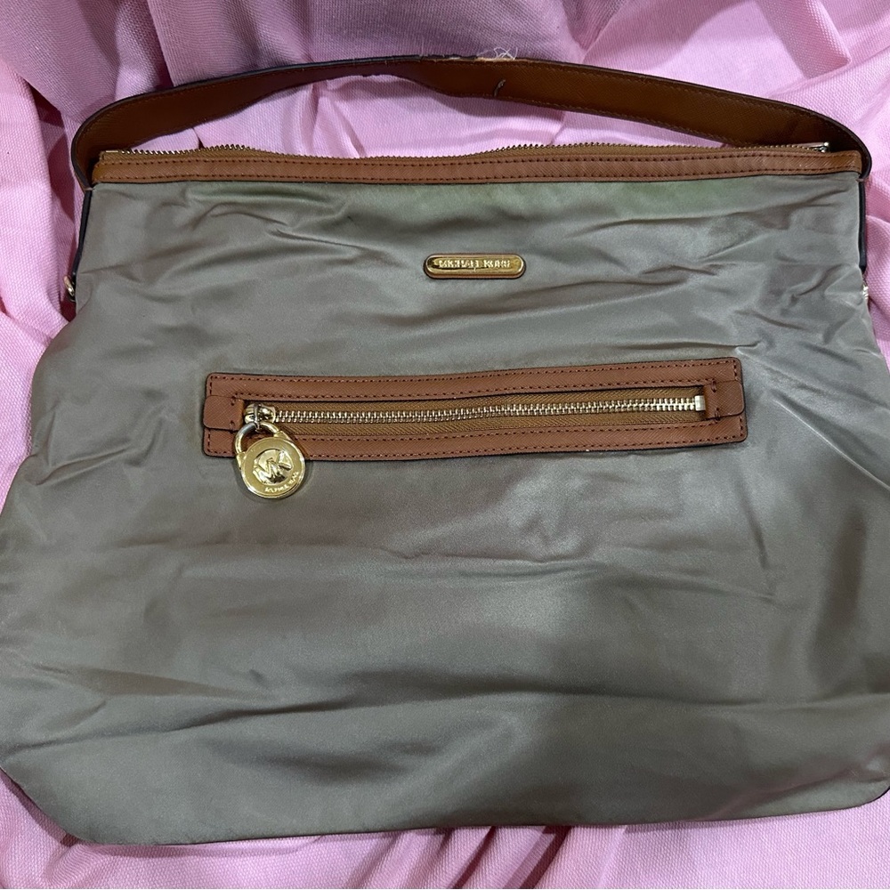 Michael Kors Taupe and Brown Shoulder Bag
